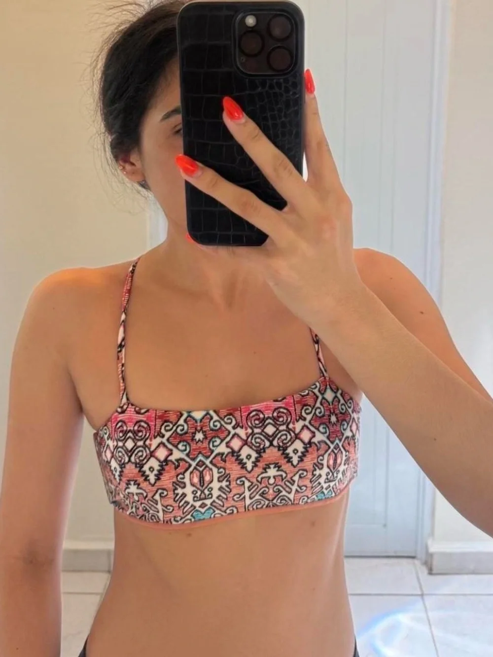 Maaji Pink Patterned Bandeau Bikini Top